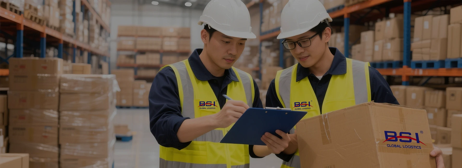 BSI Global Logistics corporate banner highlighting international locations, company culture, and ESG sustainability initiatives.