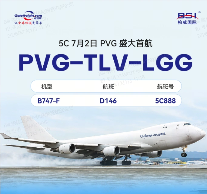 BSI Global Logistics Launches 5C Charter Air Freight Service to Israel & Europe