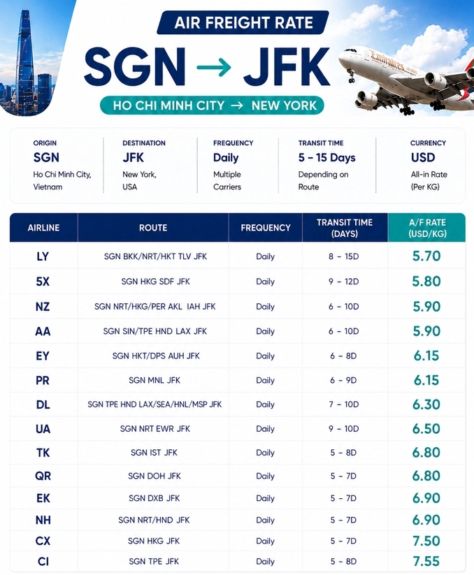 Vietnam to New York Air Freight (Ho Chi Minh City to JFK) | BSI Global Logistics