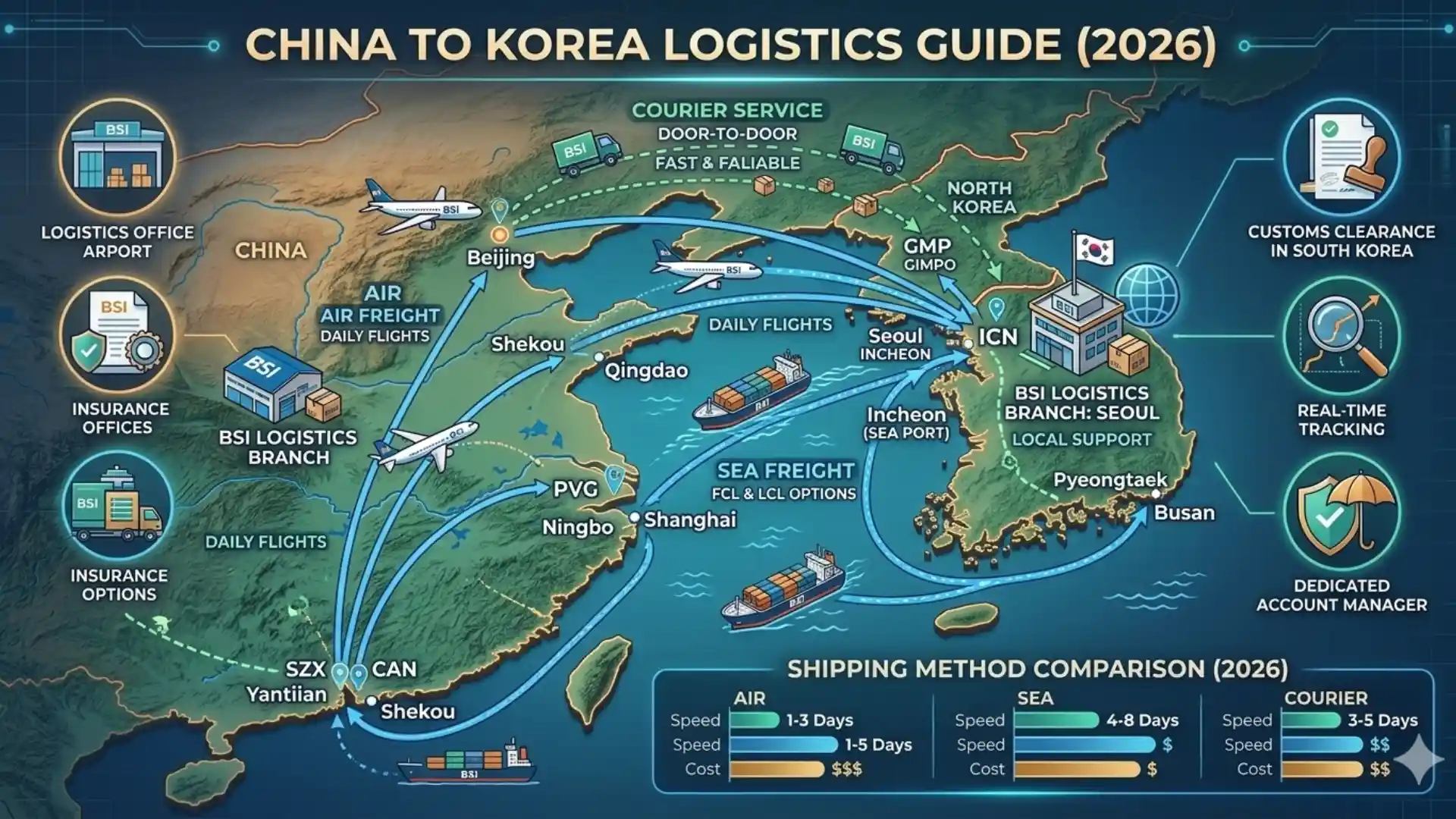 Shipping from China to Korea | BSI Global Logistics