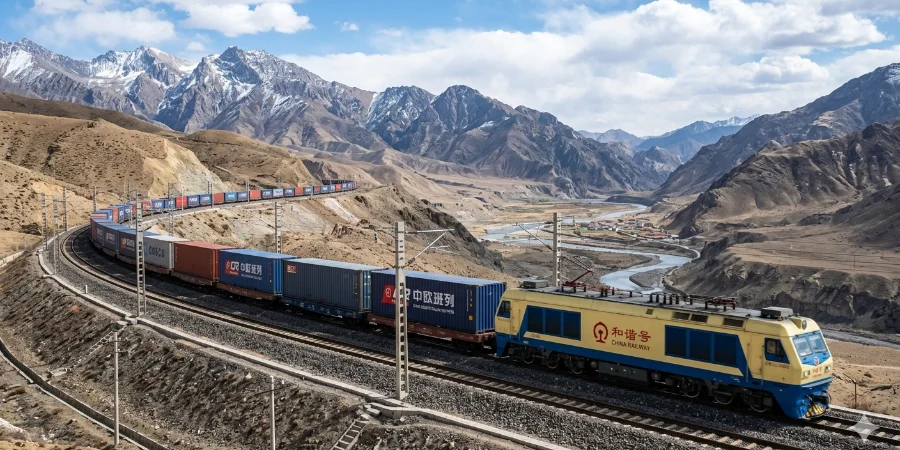 Goods are transported to Europe via the China-Europe Railway Express.